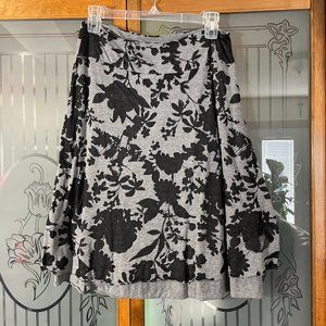 Flouncy Knit Skirt in Floral Grey and Black